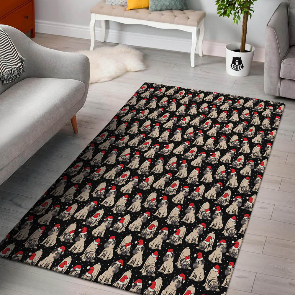 Pug Christmas Santa Print Pattern Floor Mat-grizzshop