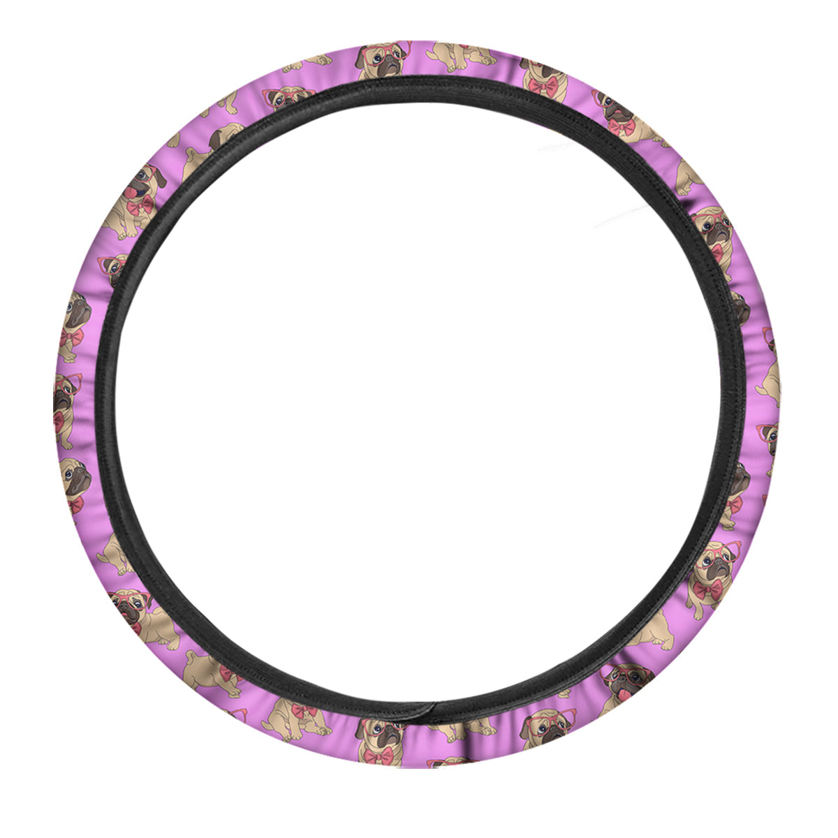 Pug Cute Print Pattern Car Steering Wheel Cover-grizzshop