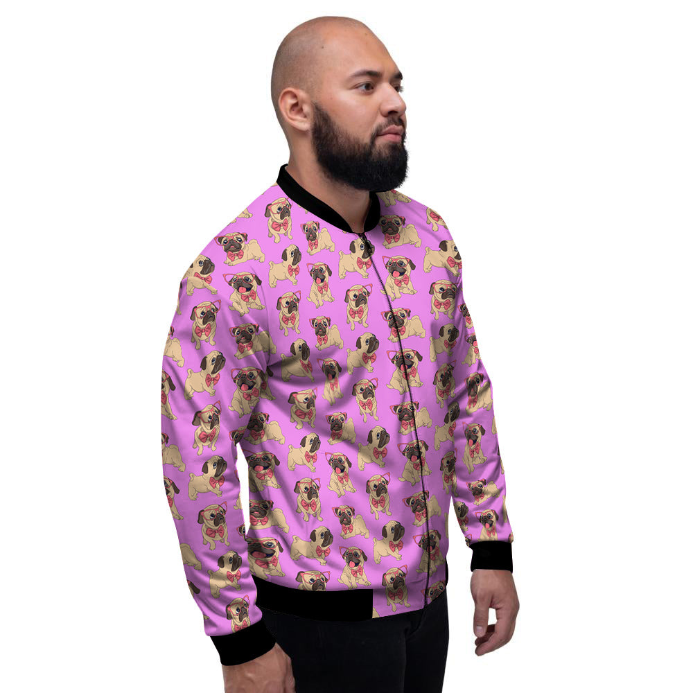 Pug Cute Print Pattern Men's Bomber Jacket-grizzshop