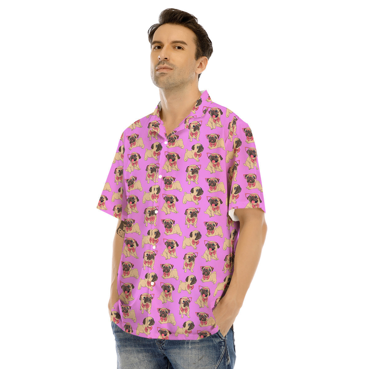 Pug Cute Print Pattern Men's Hawaiian Shirt-grizzshop