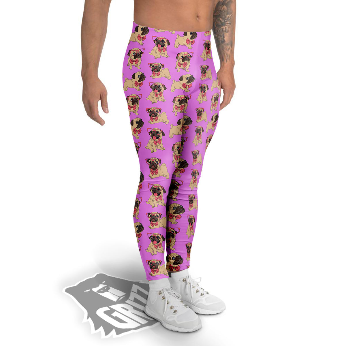 Pug Cute Print Pattern Men's Leggings-grizzshop