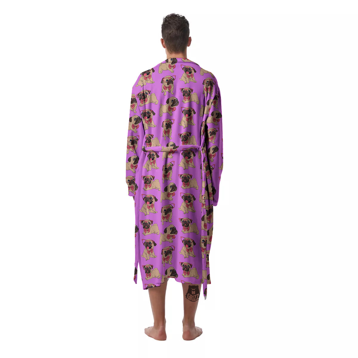 Pug Cute Print Pattern Men's Robe-grizzshop