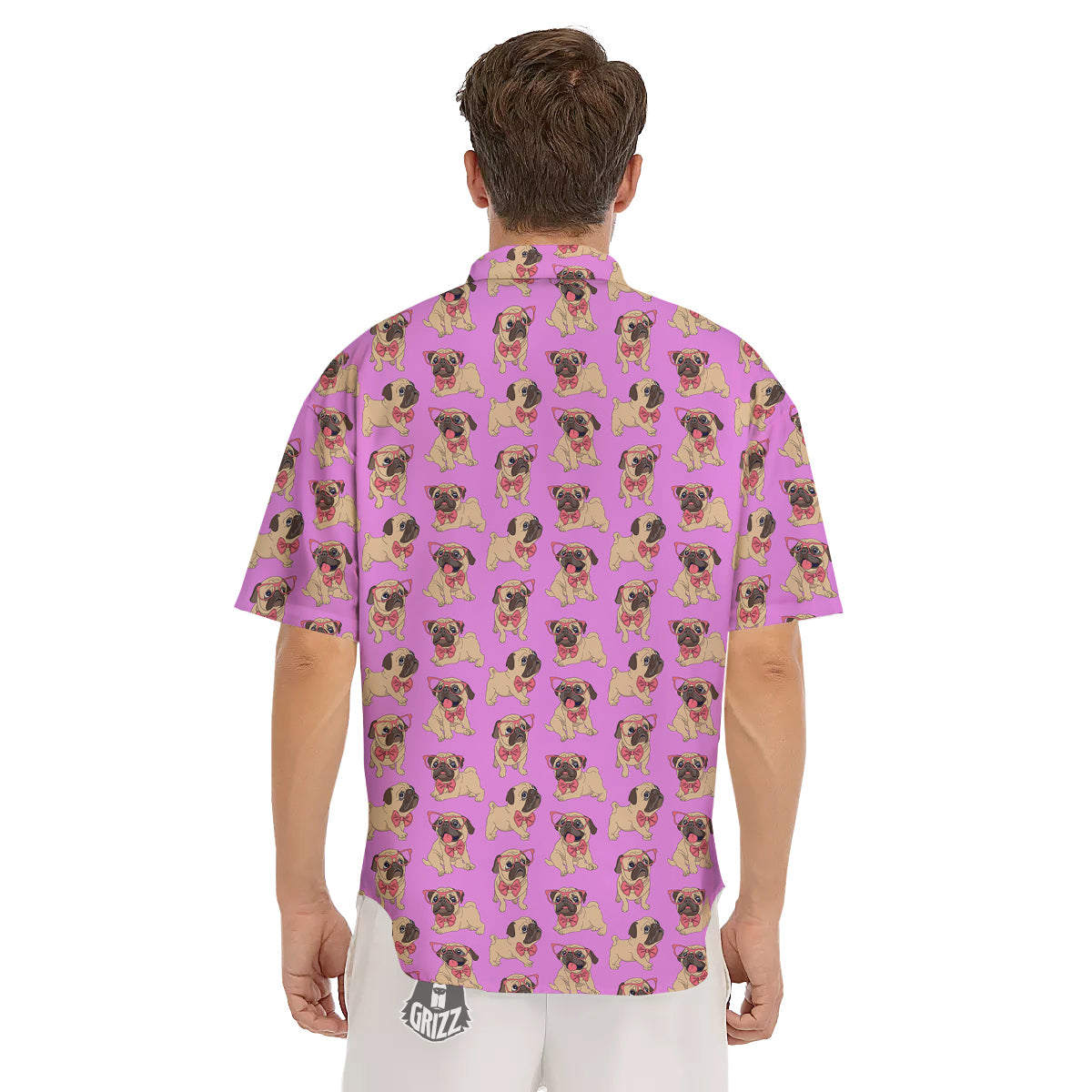 Pug Cute Print Pattern Men's Short Sleeve Shirts-grizzshop