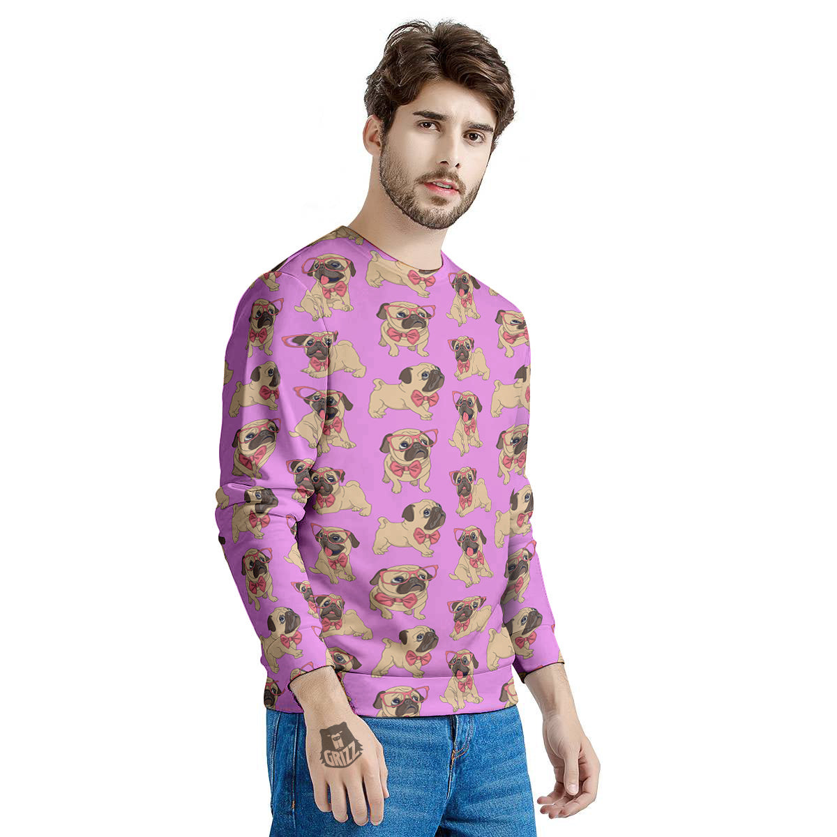 Pug Cute Print Pattern Men's Sweatshirt-grizzshop
