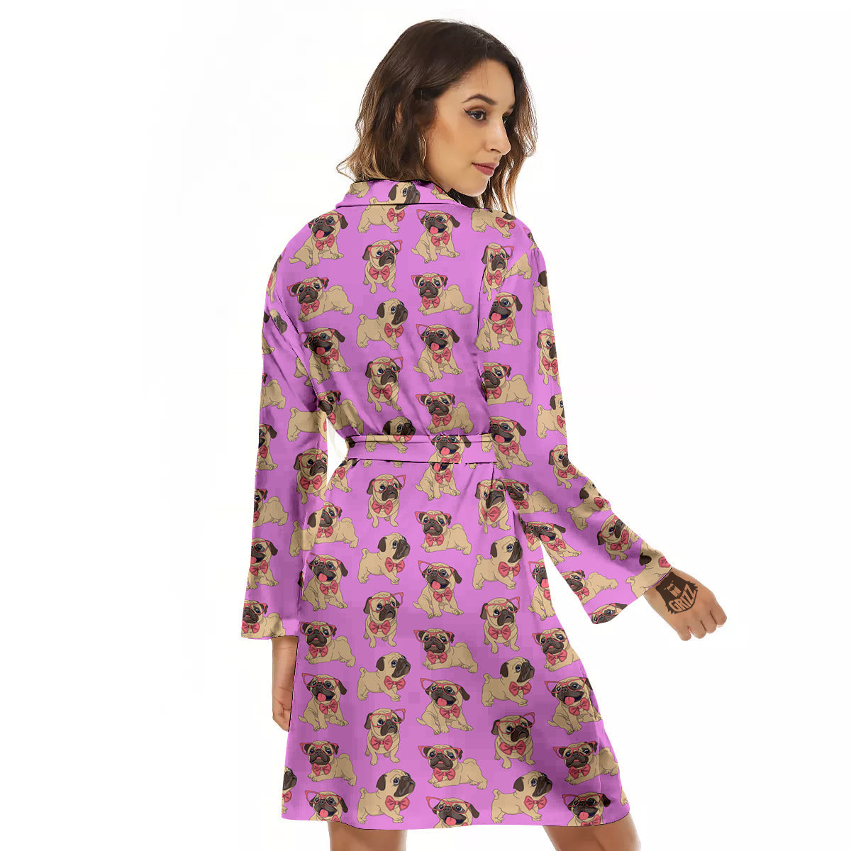 Pug Cute Print Pattern Women's Robe-grizzshop