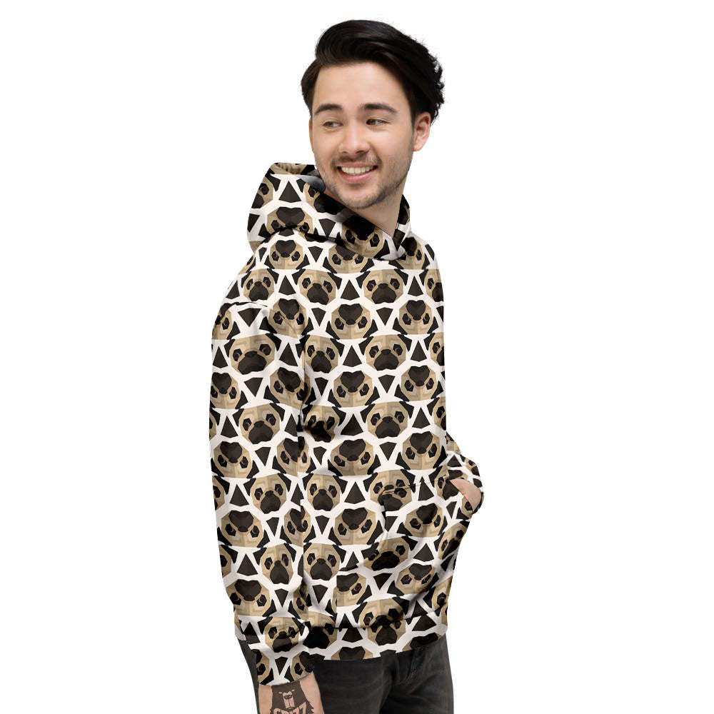 Pug Geometric Print Pattern Men's Hoodie-grizzshop