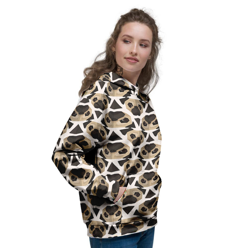 Pug Geometric Print Pattern Women's Hoodie-grizzshop