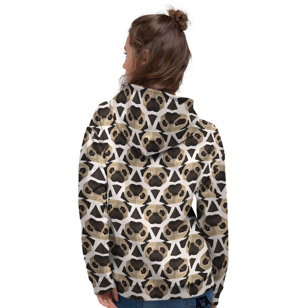Pug Geometric Print Pattern Women's Hoodie-grizzshop