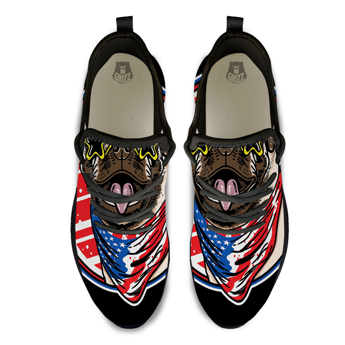 Pug Hipster Print Black Athletic Shoes-grizzshop
