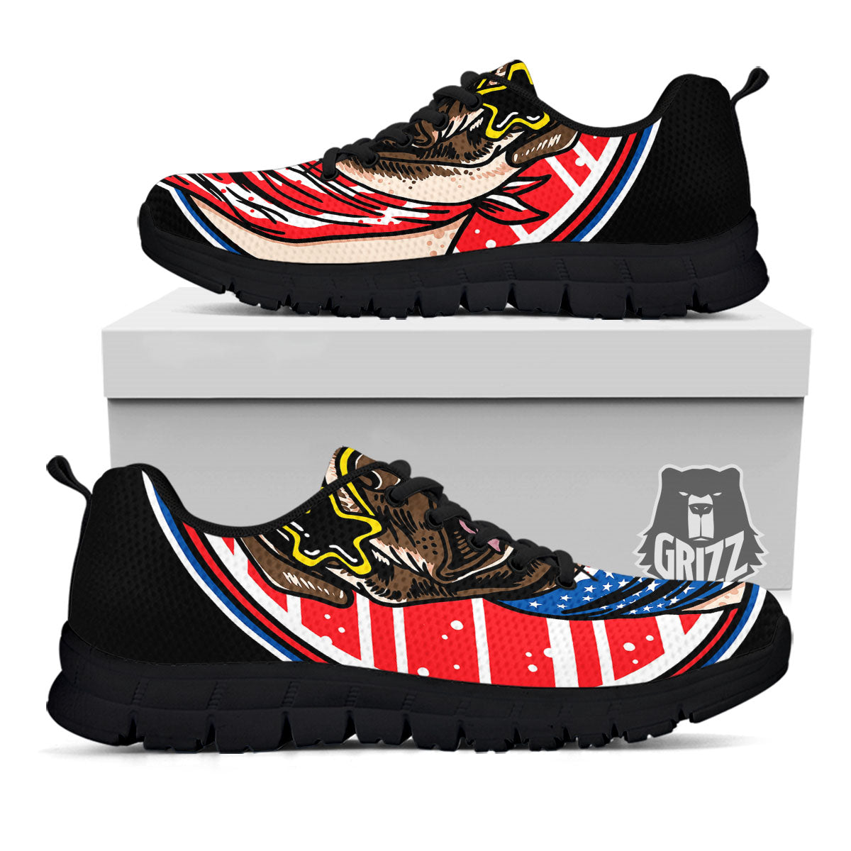 Pug Hipster Print Black Sneaker-grizzshop