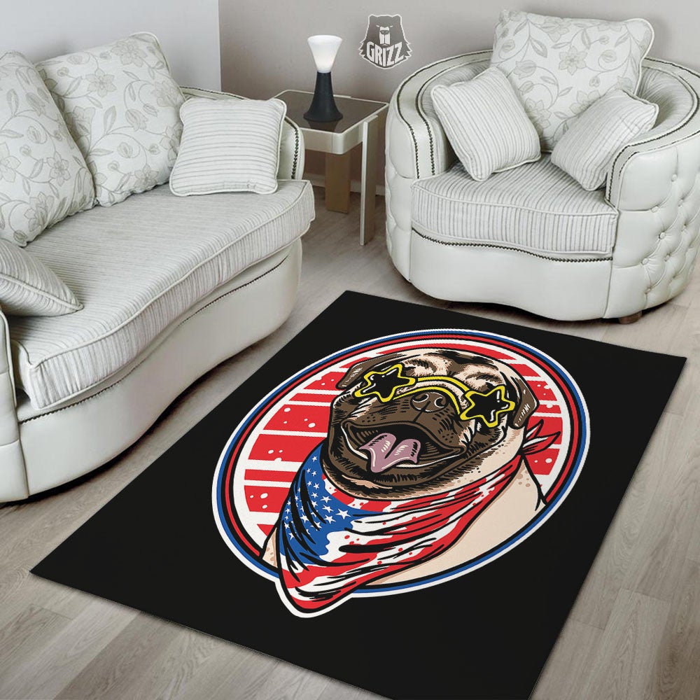 Pug Hipster Print Floor Mat-grizzshop