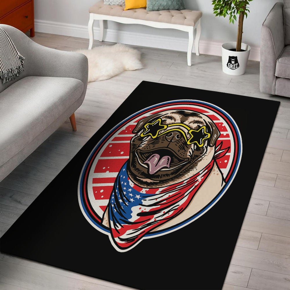 Pug Hipster Print Floor Mat-grizzshop