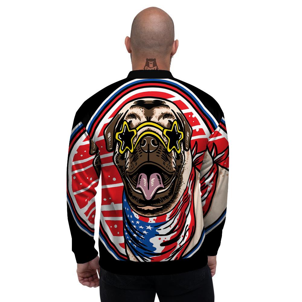 Pug Hipster Print Men's Bomber Jacket-grizzshop