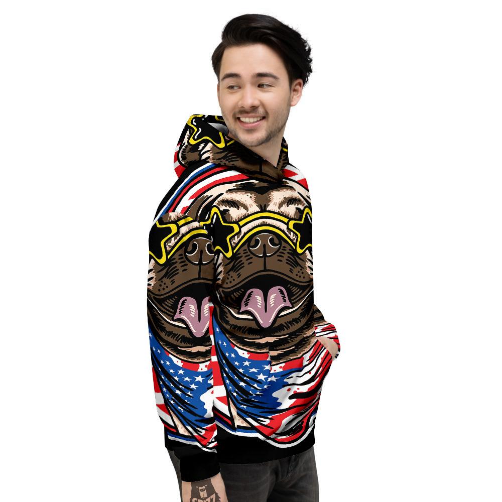 Pug Hipster Print Men's Hoodie-grizzshop