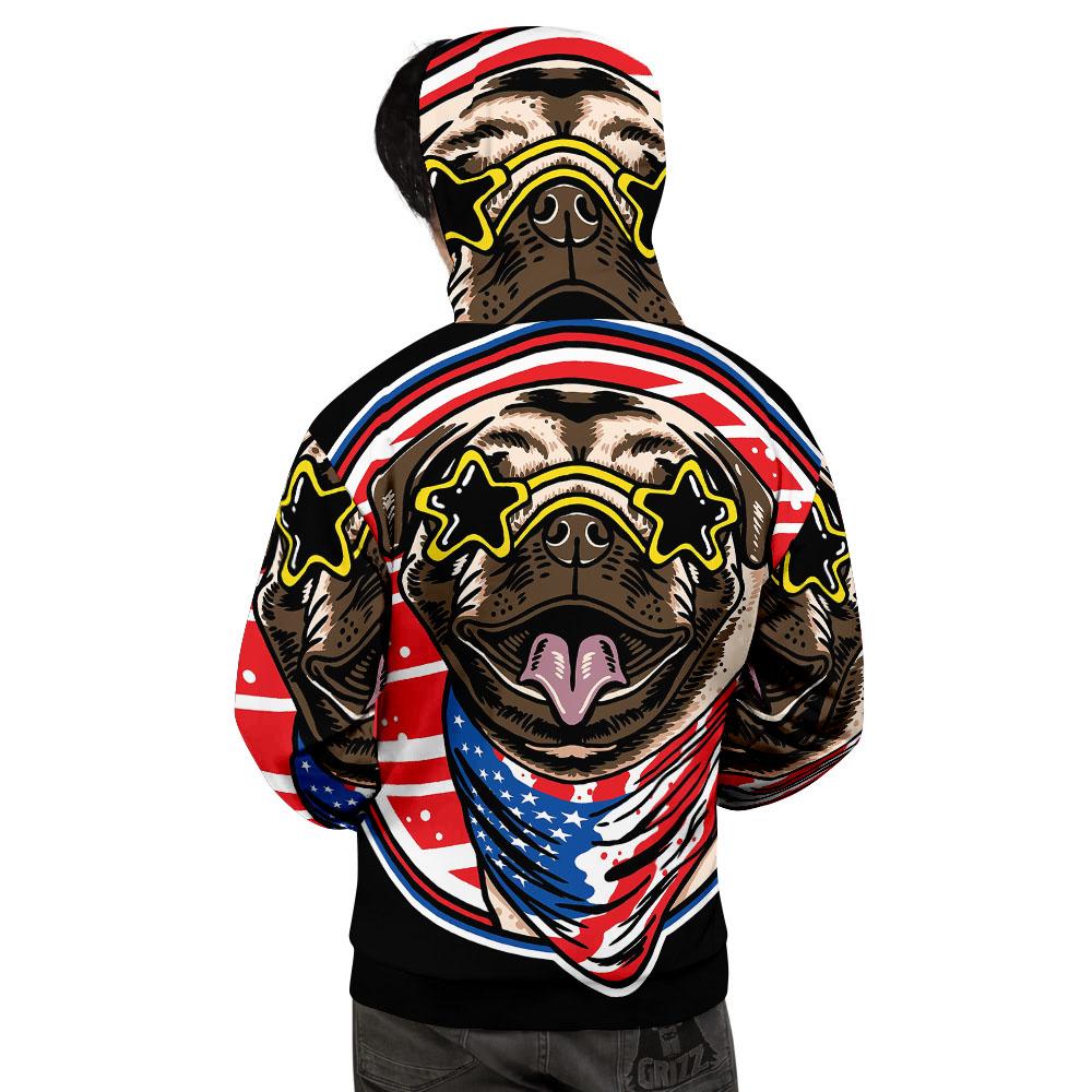 Pug Hipster Print Men's Hoodie-grizzshop