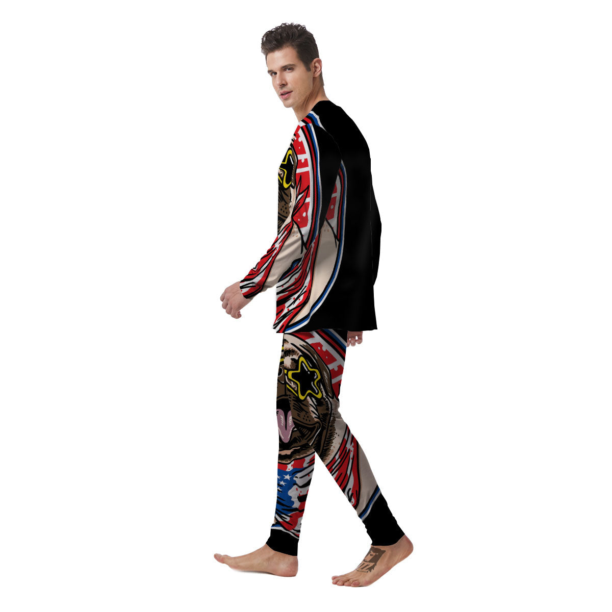 Pug Hipster Print Men's Pajamas-grizzshop