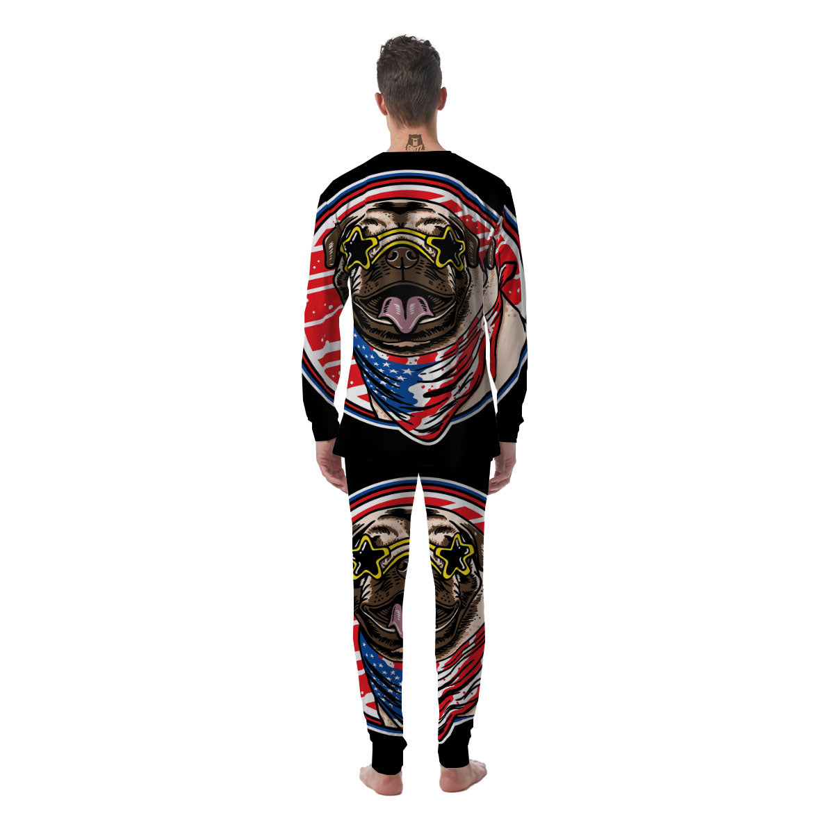 Pug Hipster Print Men's Pajamas-grizzshop