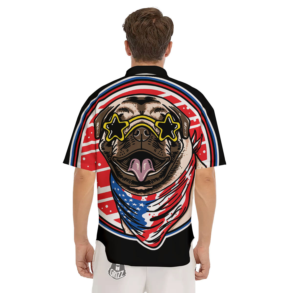 Pug Hipster Print Men's Short Sleeve Shirts-grizzshop