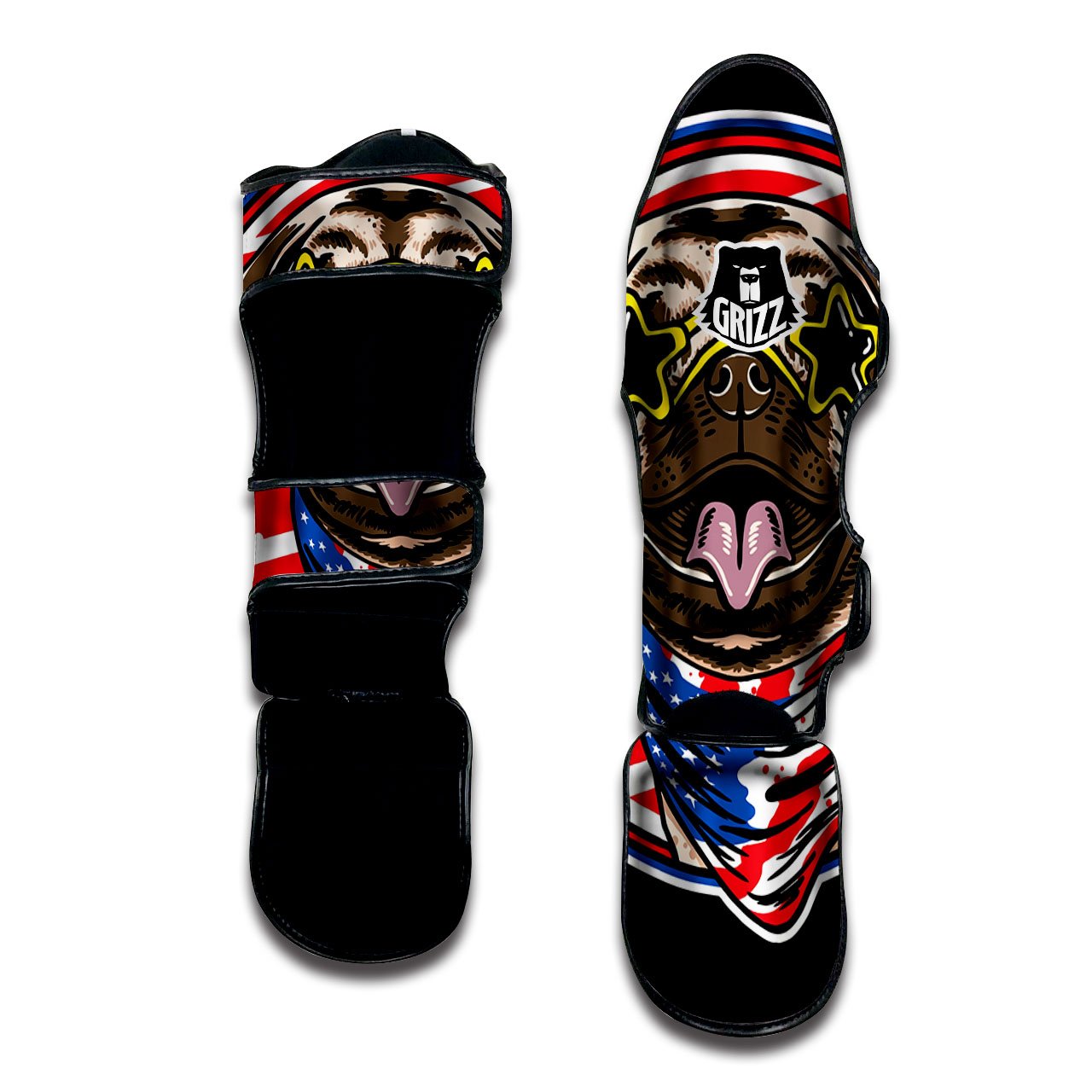 Pug Hipster Print Muay Thai Shin Guards-grizzshop
