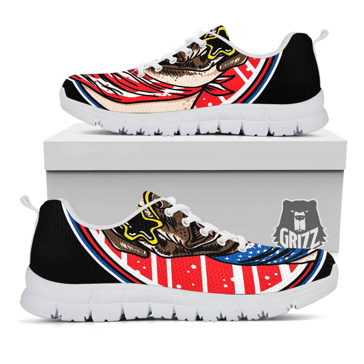 Pug Hipster Print White Sneaker-grizzshop