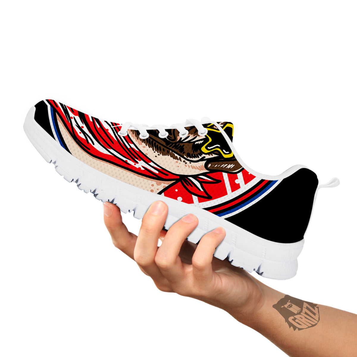 Pug Hipster Print White Sneaker-grizzshop