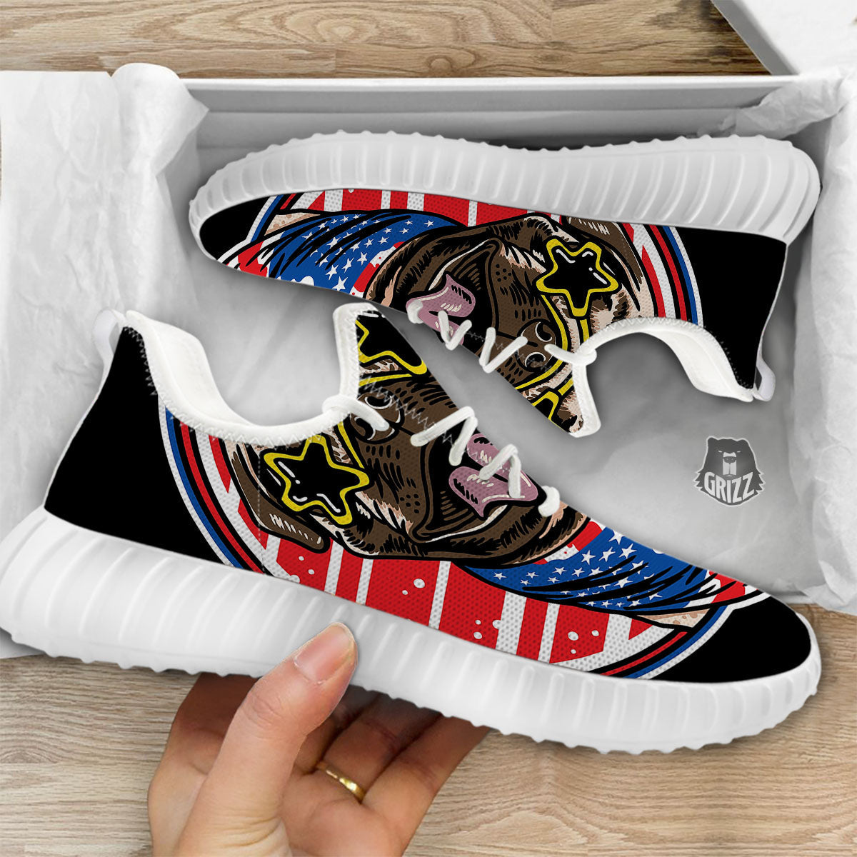 Pug Hipster Print White Walking Shoes-grizzshop