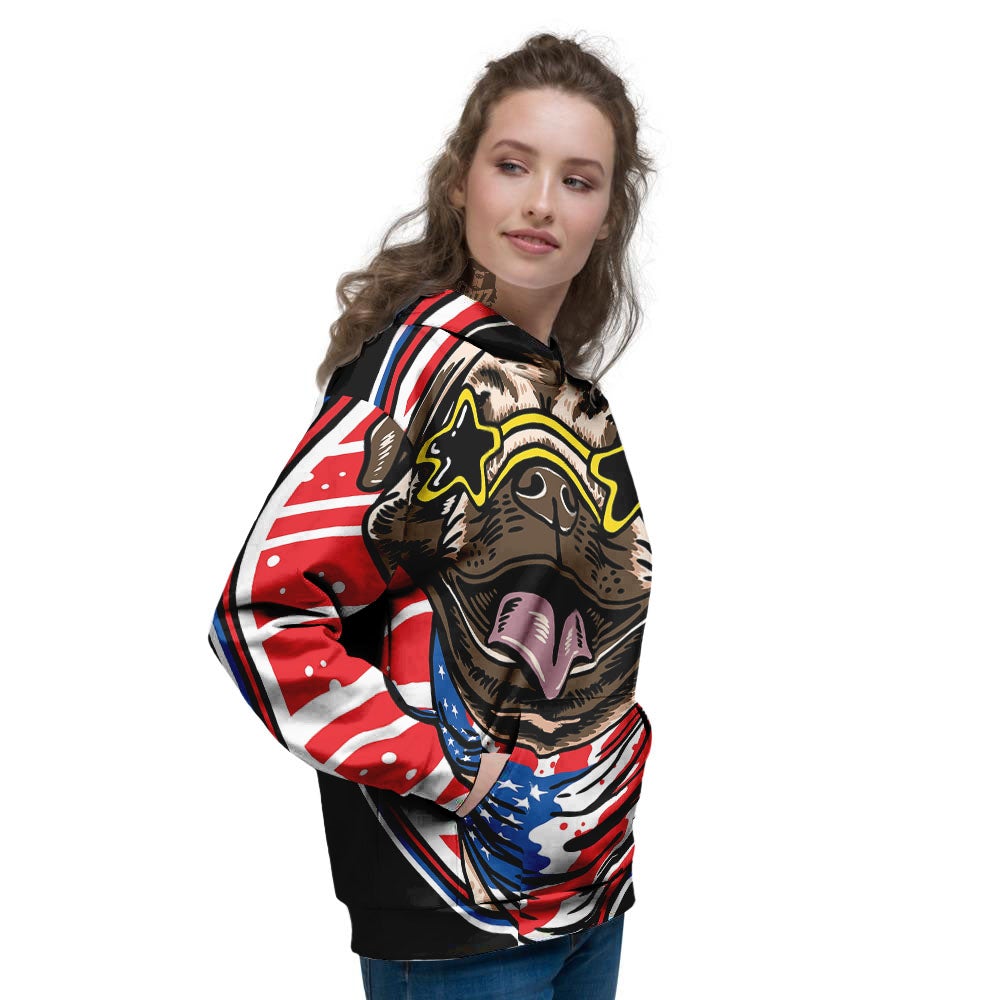 Pug Hipster Print Women's Hoodie-grizzshop