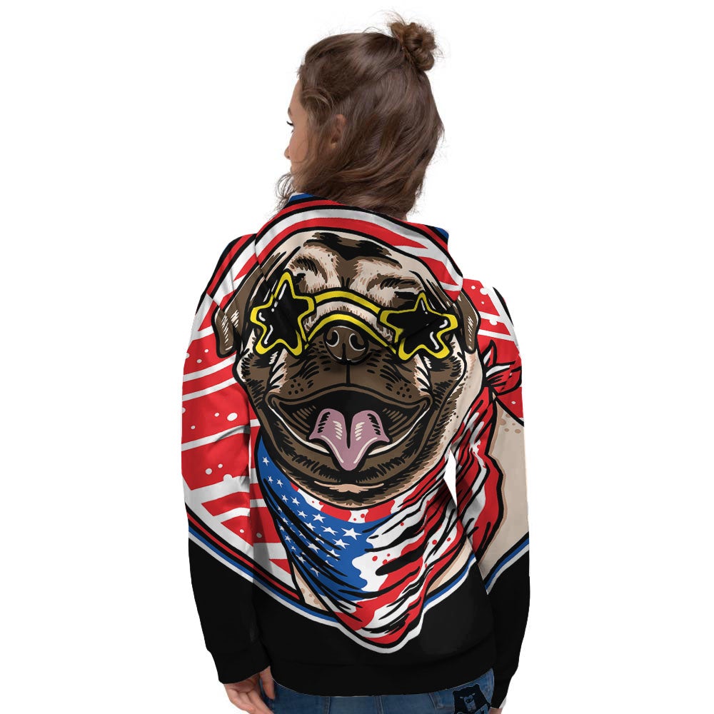 Pug Hipster Print Women's Hoodie-grizzshop