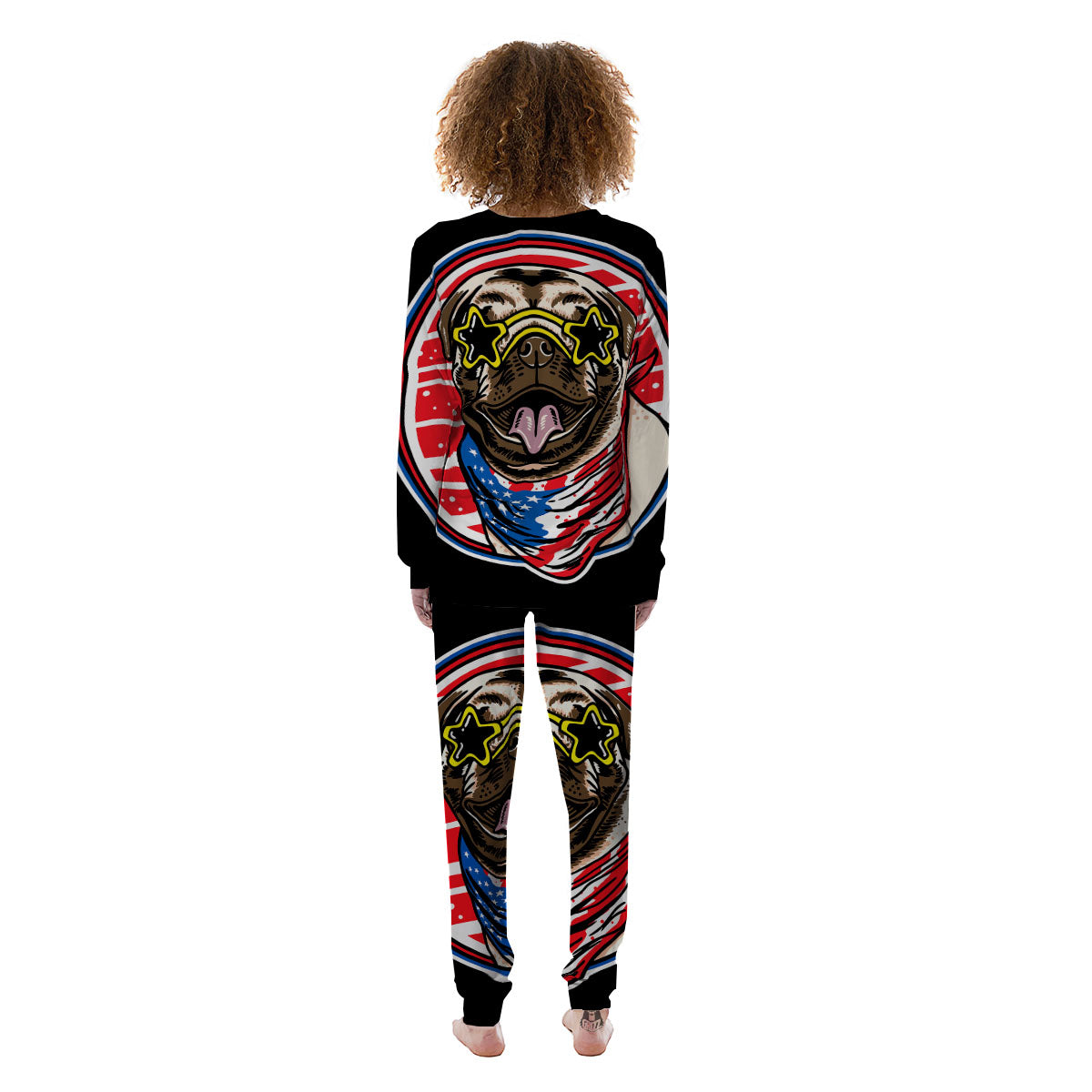 Pug Hipster Print Women's Pajamas-grizzshop