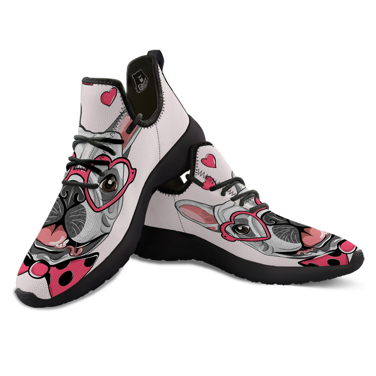 Pug With Glasses Cute Print Cute Black Athletic Shoes-grizzshop
