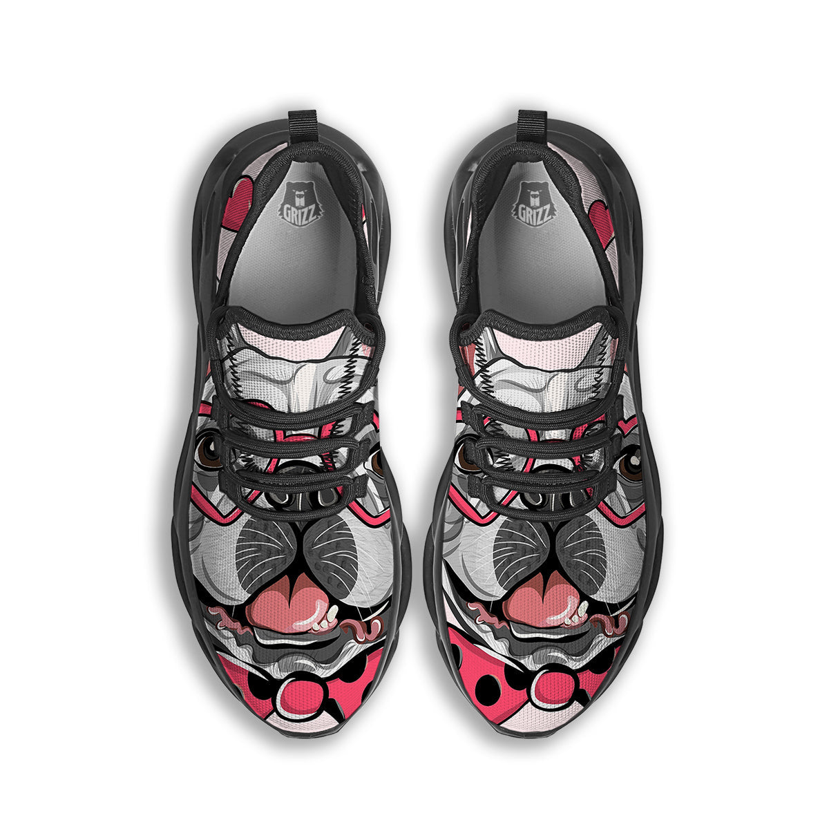 Pug With Glasses Cute Print Cute Black Running Shoes-grizzshop