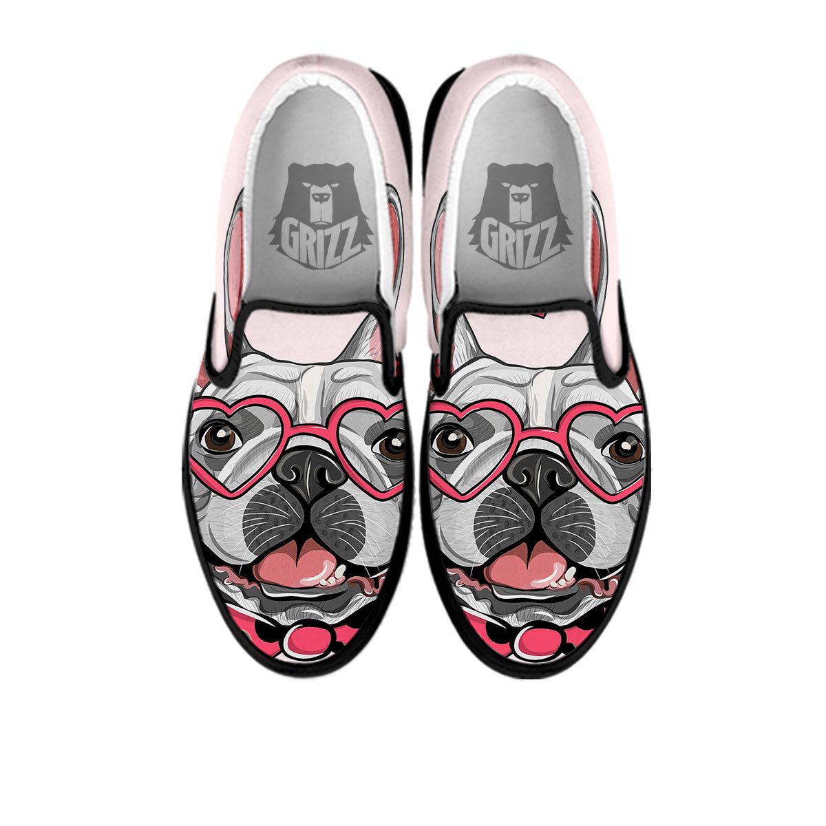 Pug With Glasses Cute Print Cute Black Slip On Shoes-grizzshop