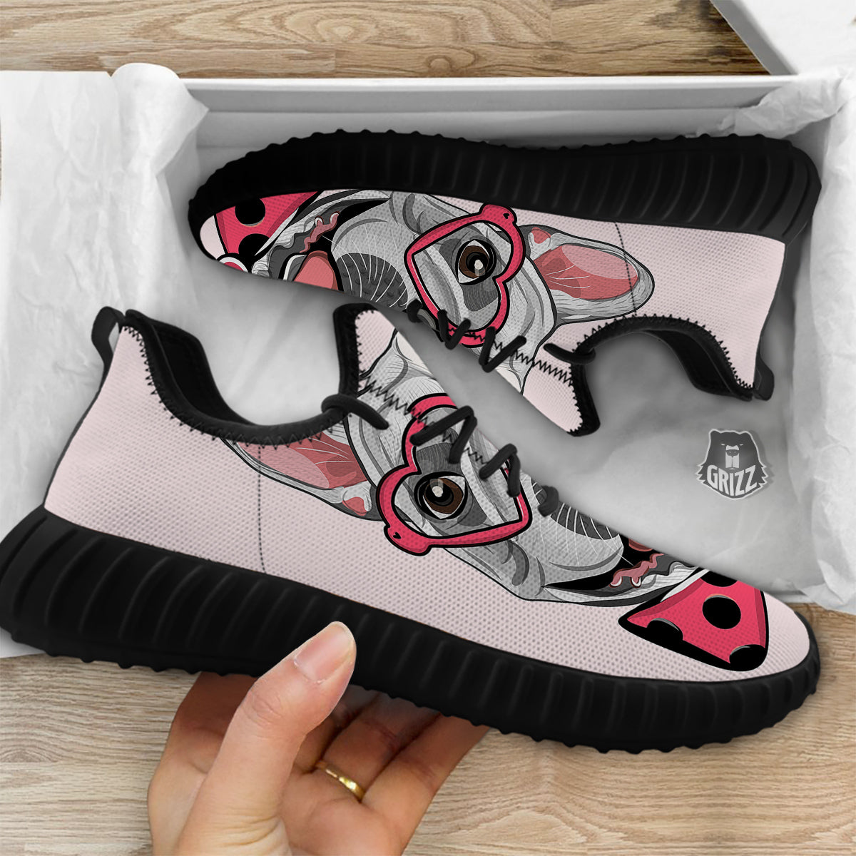 Pug With Glasses Cute Print Cute Black Walking Shoes-grizzshop