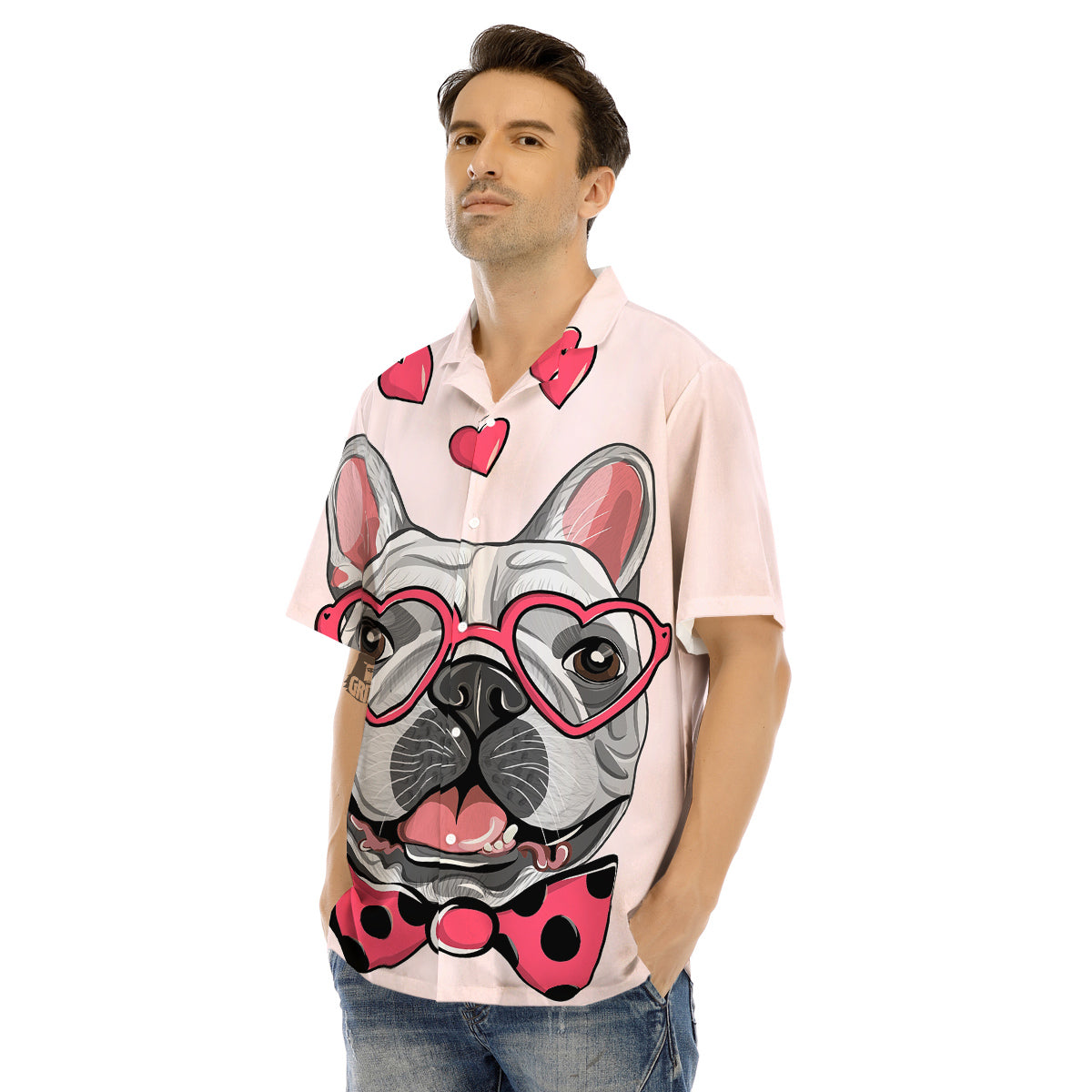 Pug With Glasses Cute Print Cute Men's Hawaiian Shirt-grizzshop