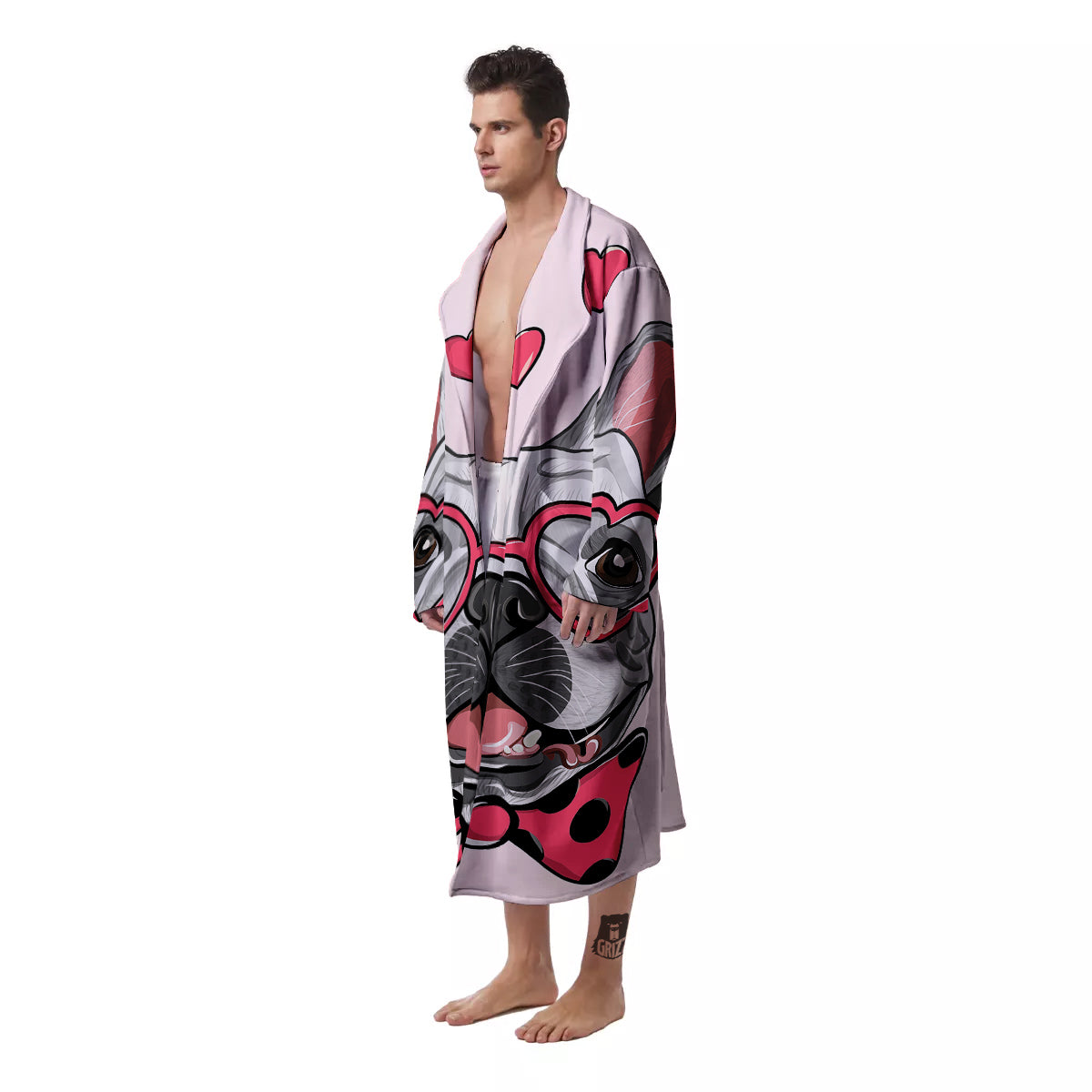 Pug With Glasses Cute Print Cute Men's Robe-grizzshop