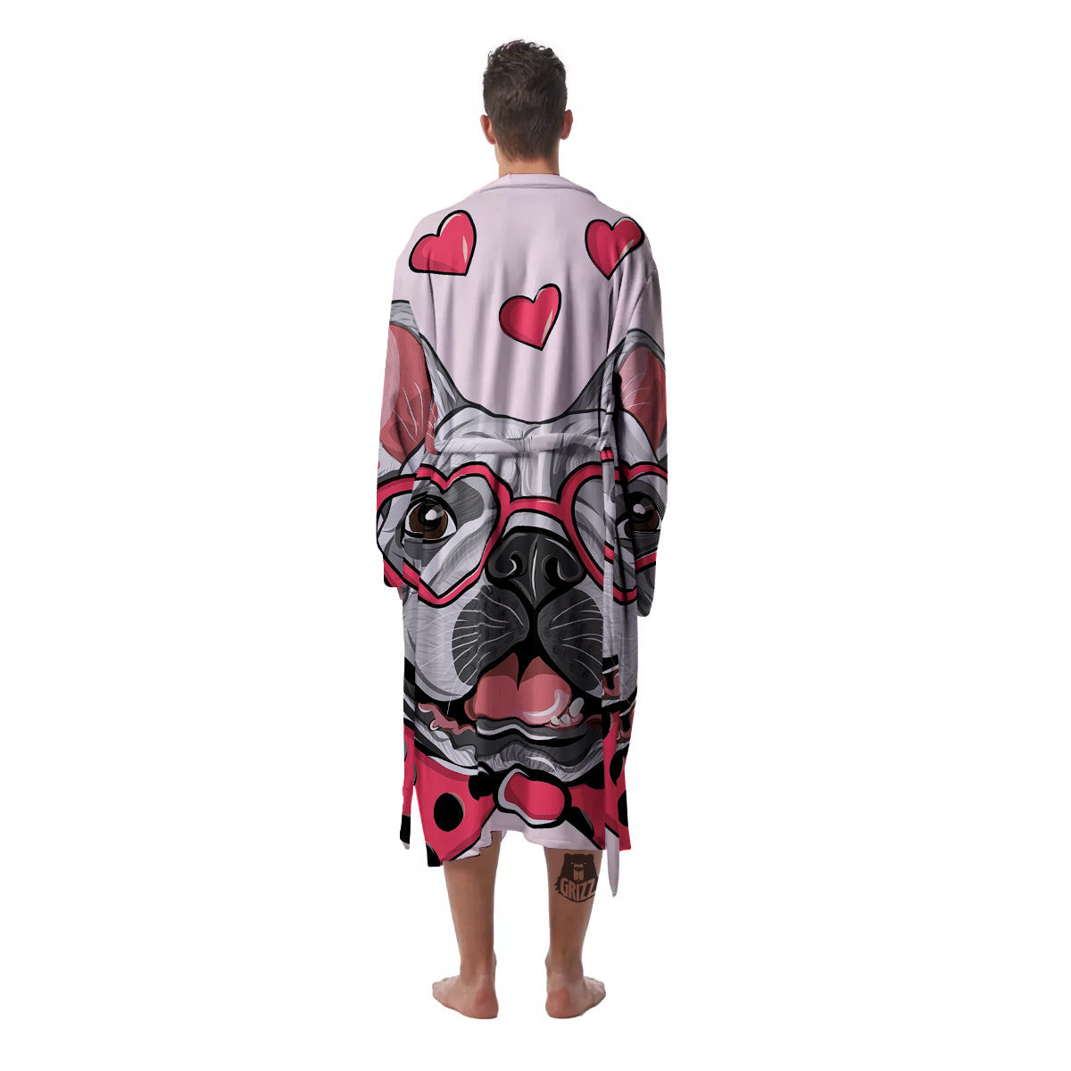 Pug With Glasses Cute Print Cute Men's Robe-grizzshop