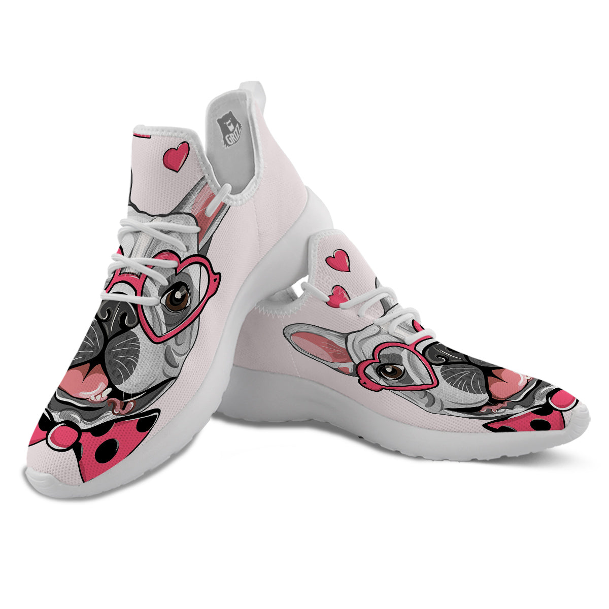 Pug With Glasses Cute Print Cute White Athletic Shoes-grizzshop