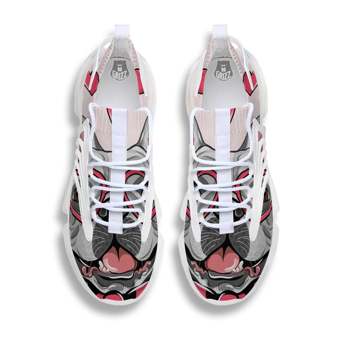 Pug With Glasses Cute Print Cute White Gym Shoes-grizzshop