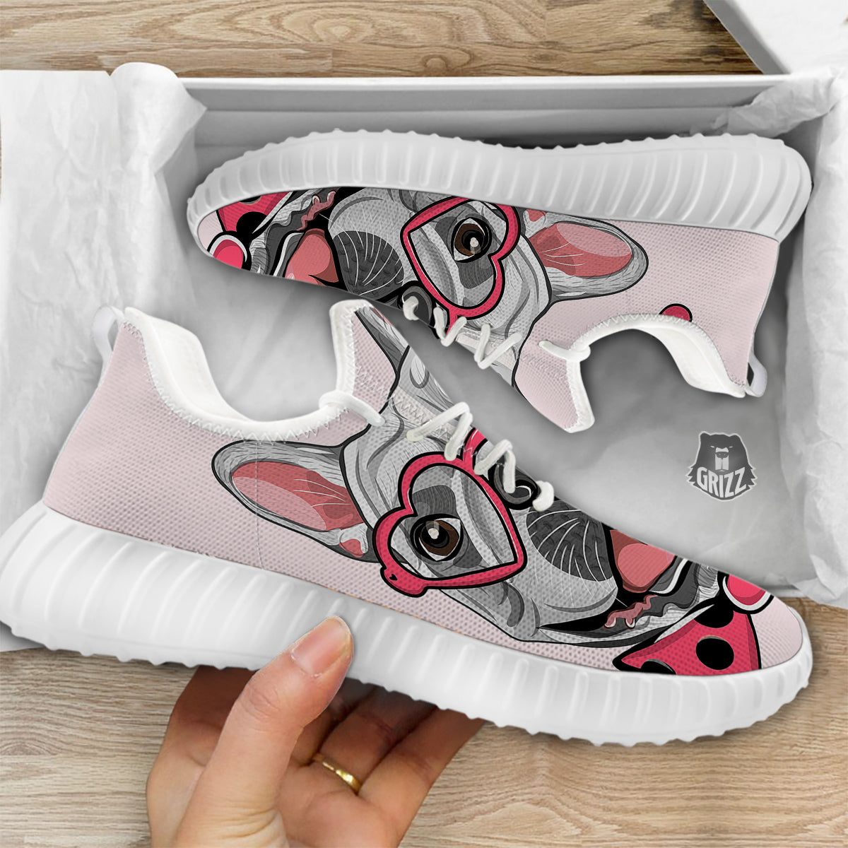 Pug With Glasses Cute Print Cute White Walking Shoes-grizzshop
