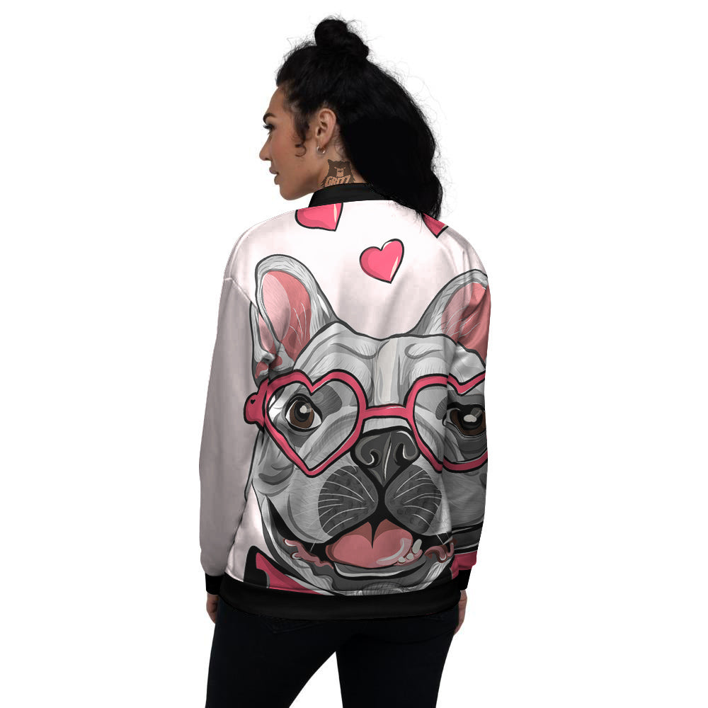 Pug With Glasses Cute Print Cute Women's Bomber Jacket-grizzshop