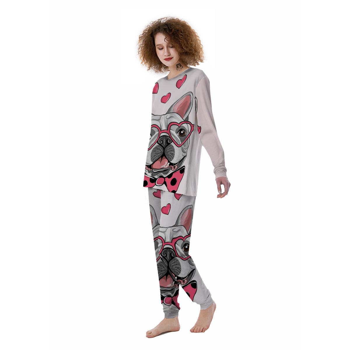 Pug With Glasses Cute Print Cute Women's Pajamas-grizzshop
