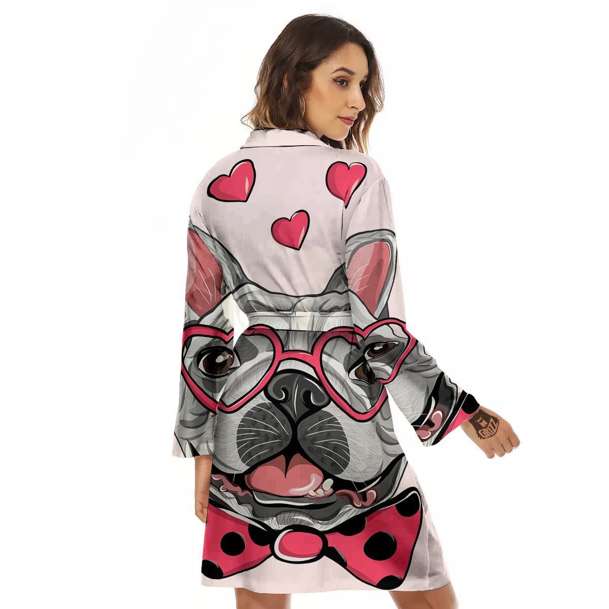 Pug With Glasses Cute Print Cute Women's Robe-grizzshop