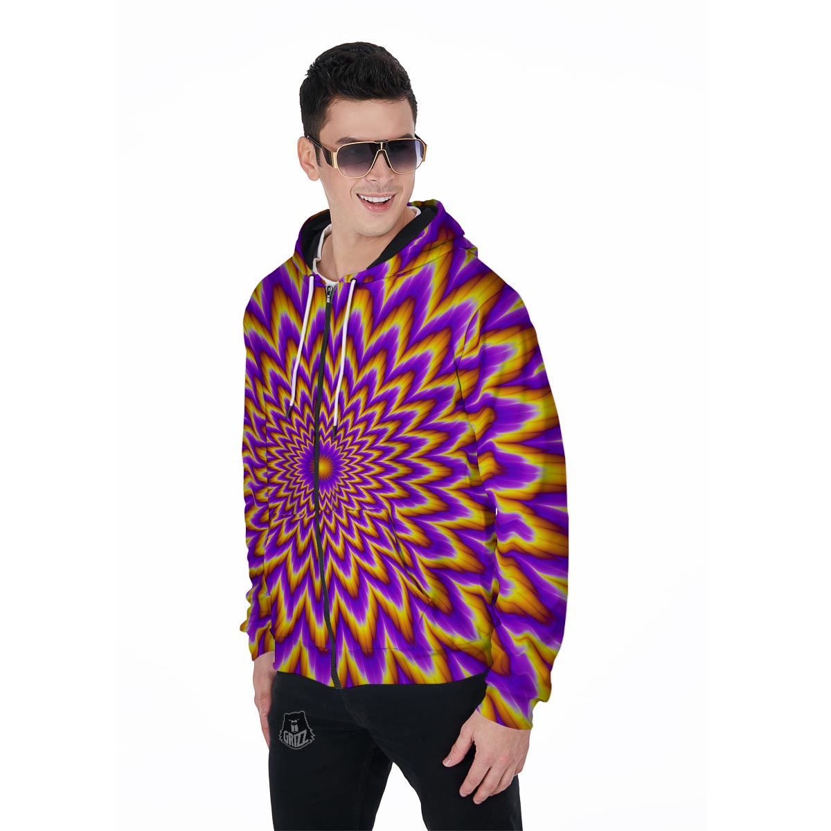 Pulsing Optical illusion Men's Zip Up Hoodie-grizzshop