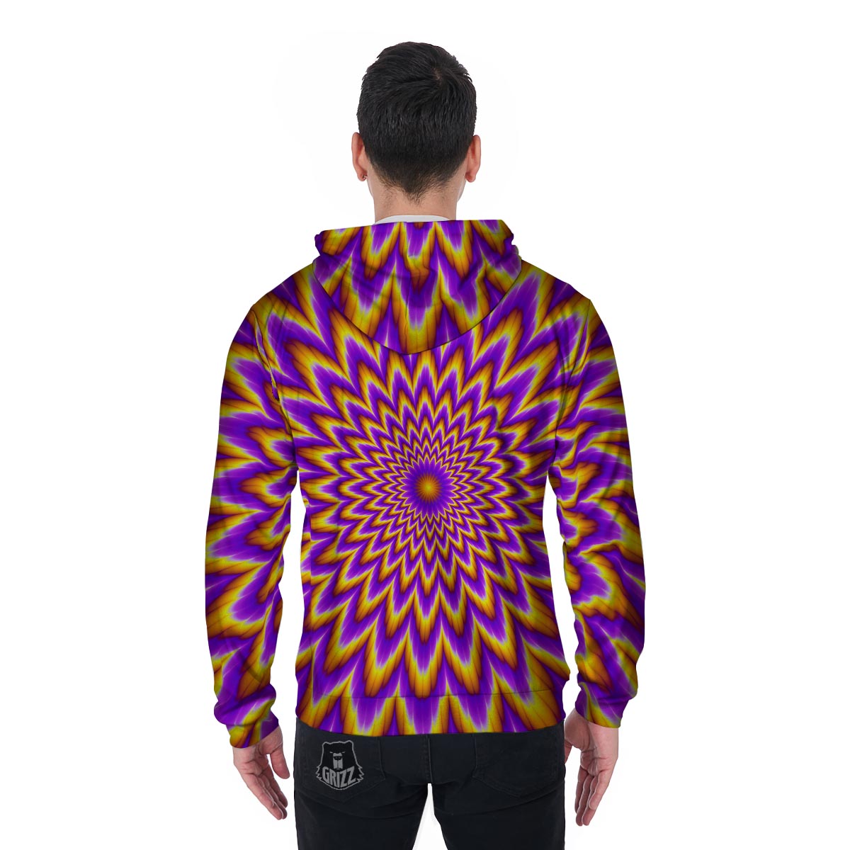Pulsing Optical illusion Men's Zip Up Hoodie-grizzshop