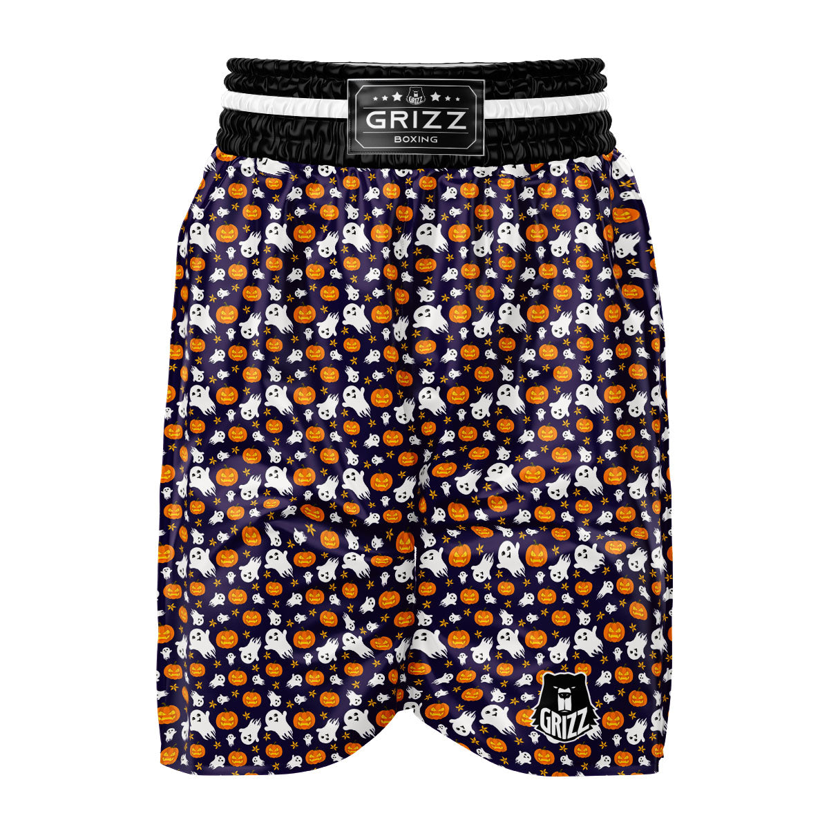 Pumpkin And Ghost Print Pattern Boxing Shorts-grizzshop