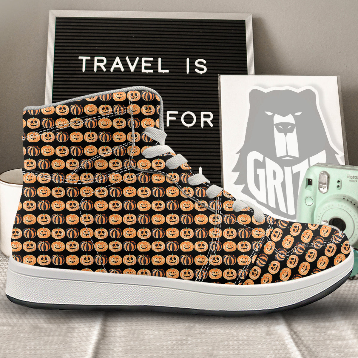 Pumpkin Cute Print Pattern High Top Sneakers-grizzshop