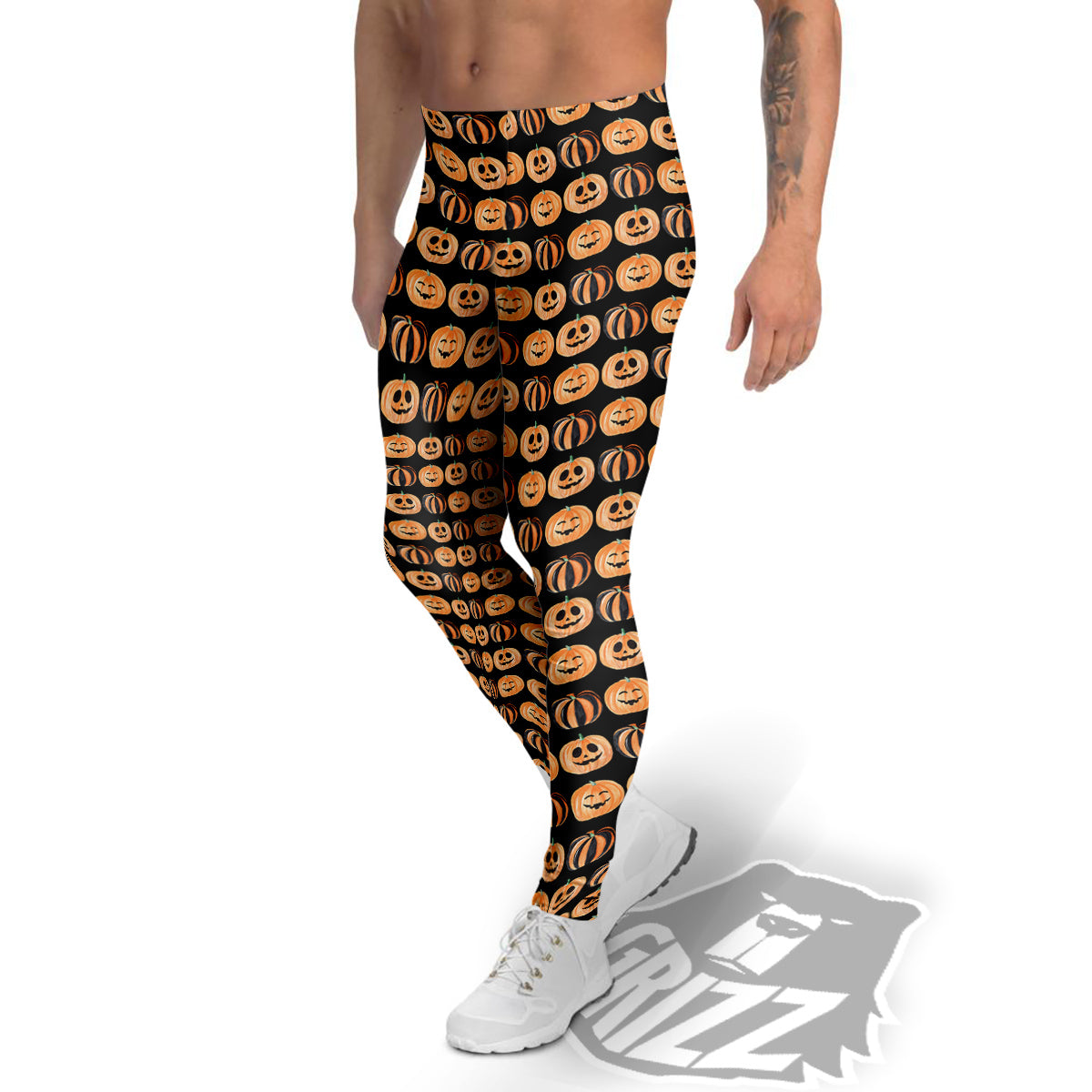 Pumpkin Cute Print Pattern Men's Leggings-grizzshop