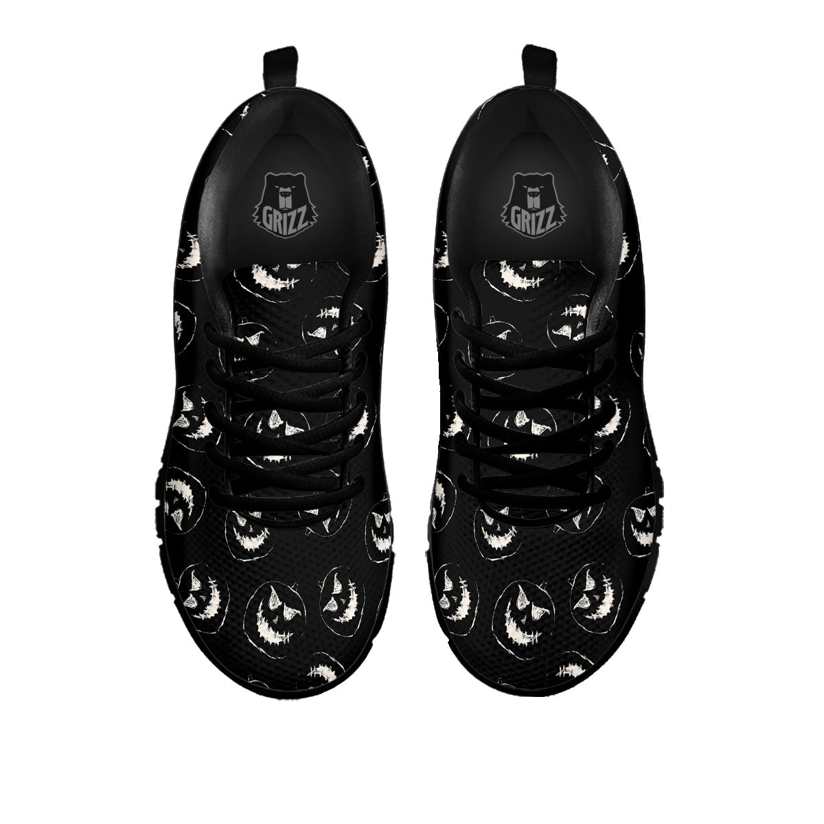Pumpkin Faces Halloween Print Pattern Black Sneaker-grizzshop