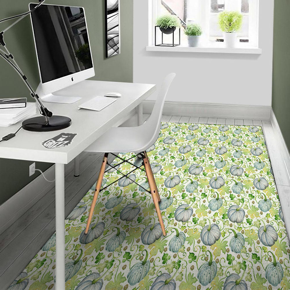 Pumpkin Green Print Pattern Floor Mat-grizzshop