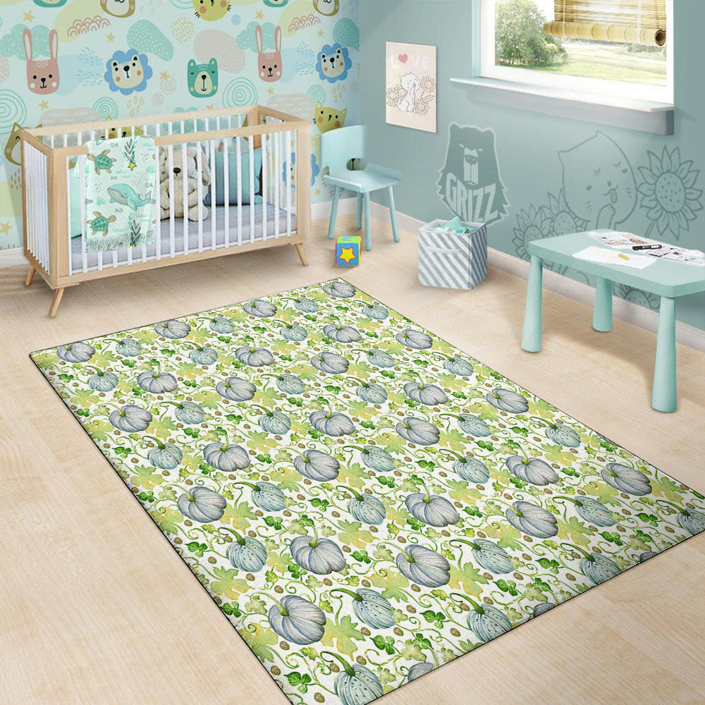 Pumpkin Green Print Pattern Floor Mat-grizzshop
